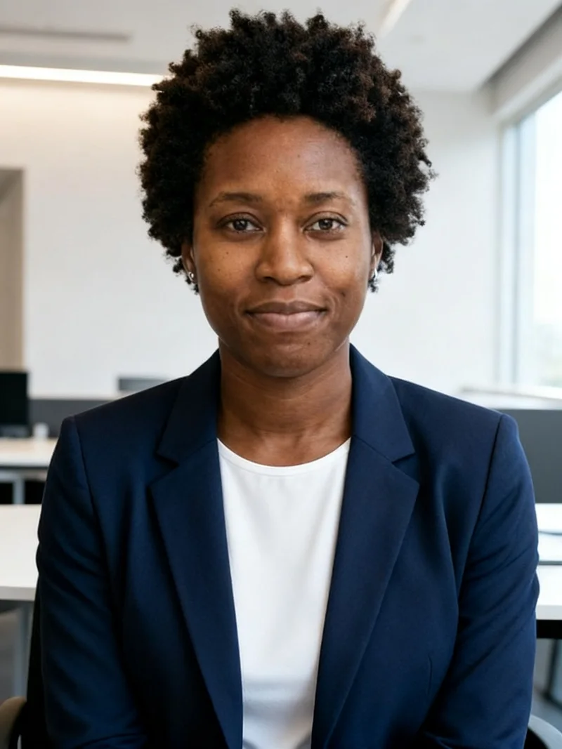AI professional headshot in a bright office