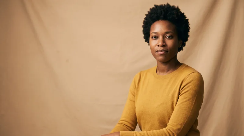 AI yearbook portrait on a warm beige backdrop