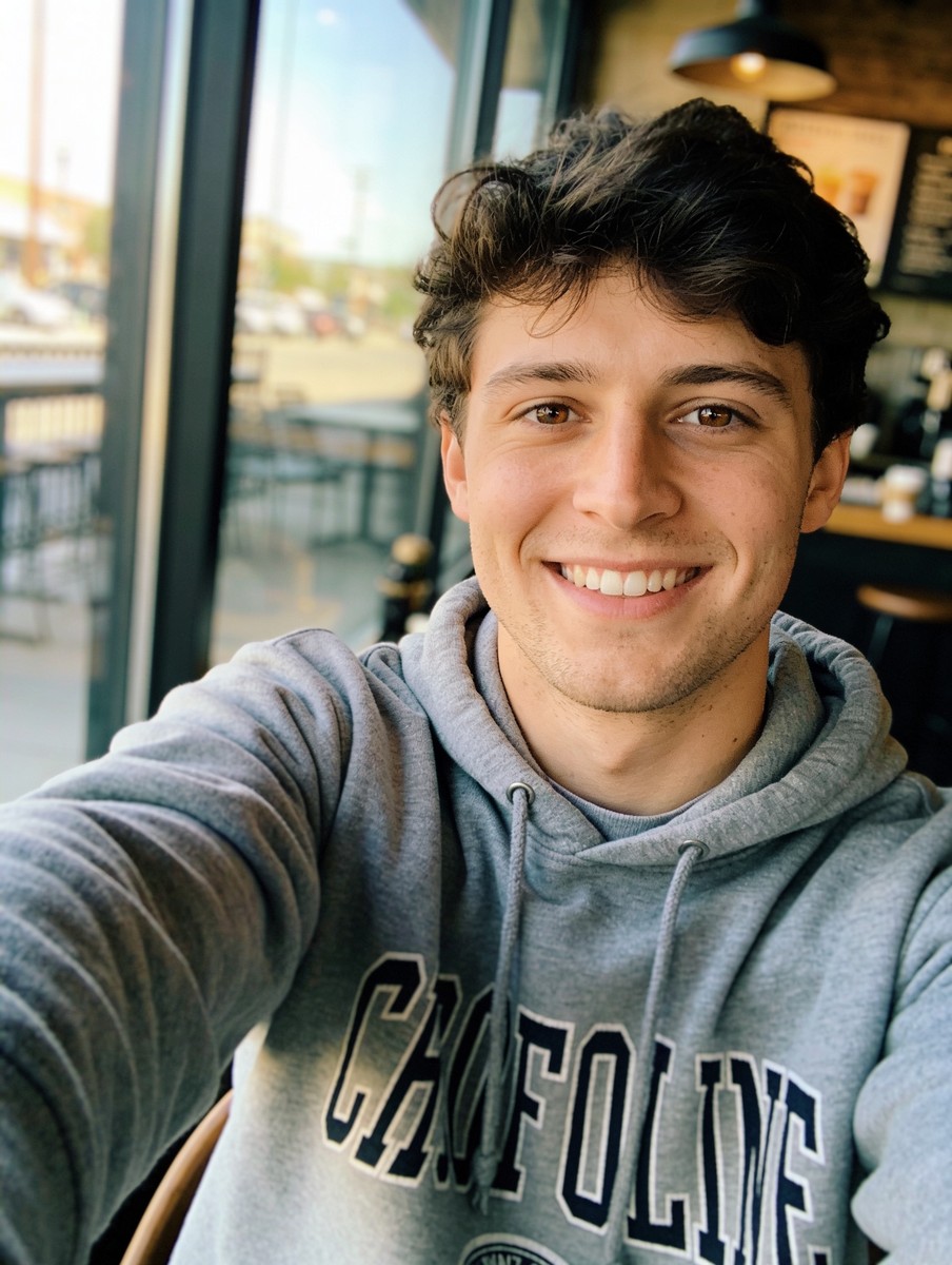 Man in his mid twenties, the selfie uploaded to still.