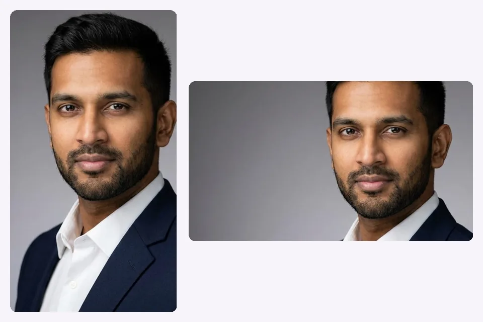A still. portrait and a wide 16:9 crop of it for a banner or email signature