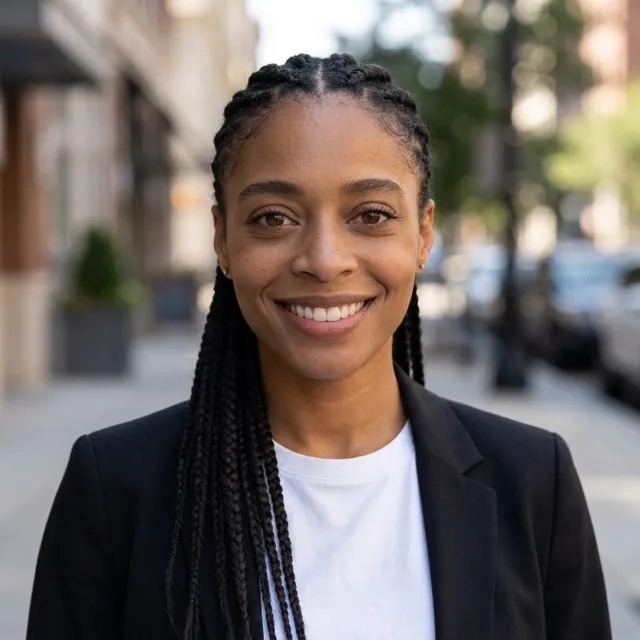 Woman in her thirties in a professional headshot made by still.