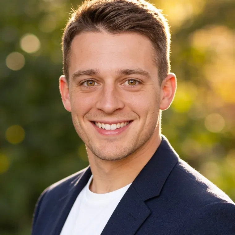Man in his late twenties in a professional headshot made by still.