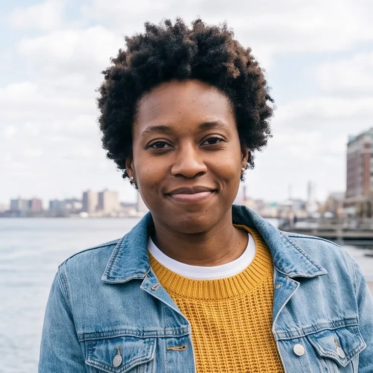 Woman in her thirties in a professional headshot made by still.