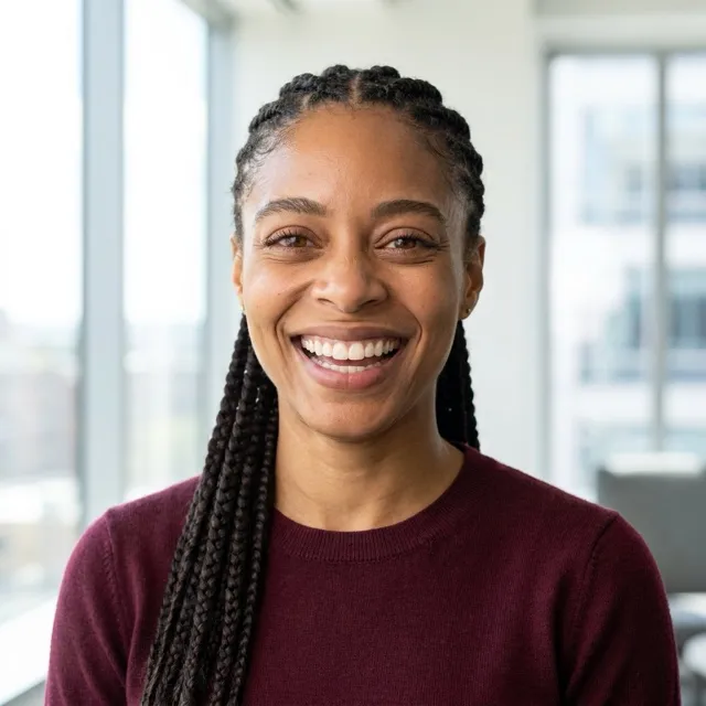Woman in her thirties in a professional headshot made by still.