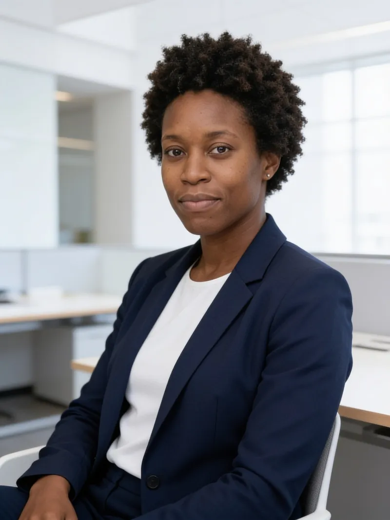 AI LinkedIn headshot in a bright office