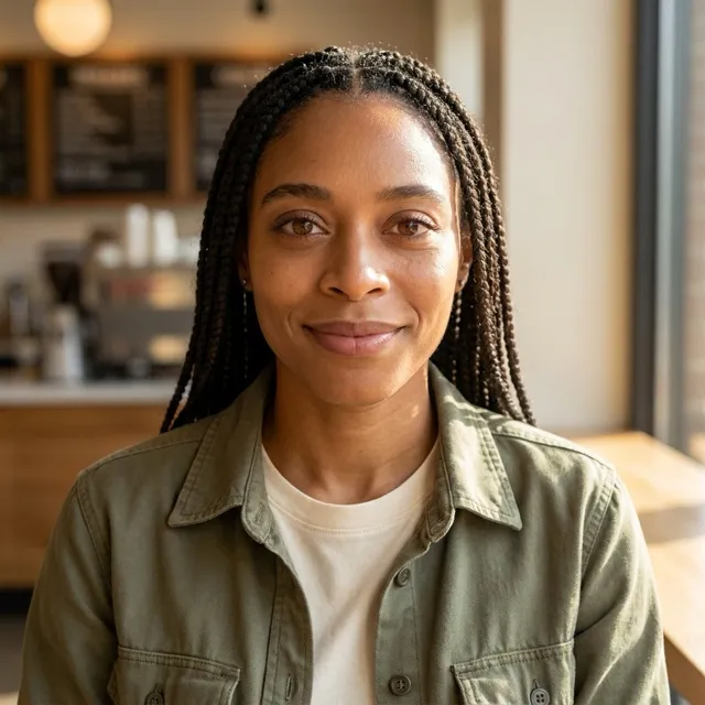 Woman in her thirties in a professional headshot made by still.